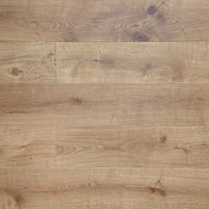 Auburn engineered hardwood flooring with warm brown tones, visible knots, and varied oak grain